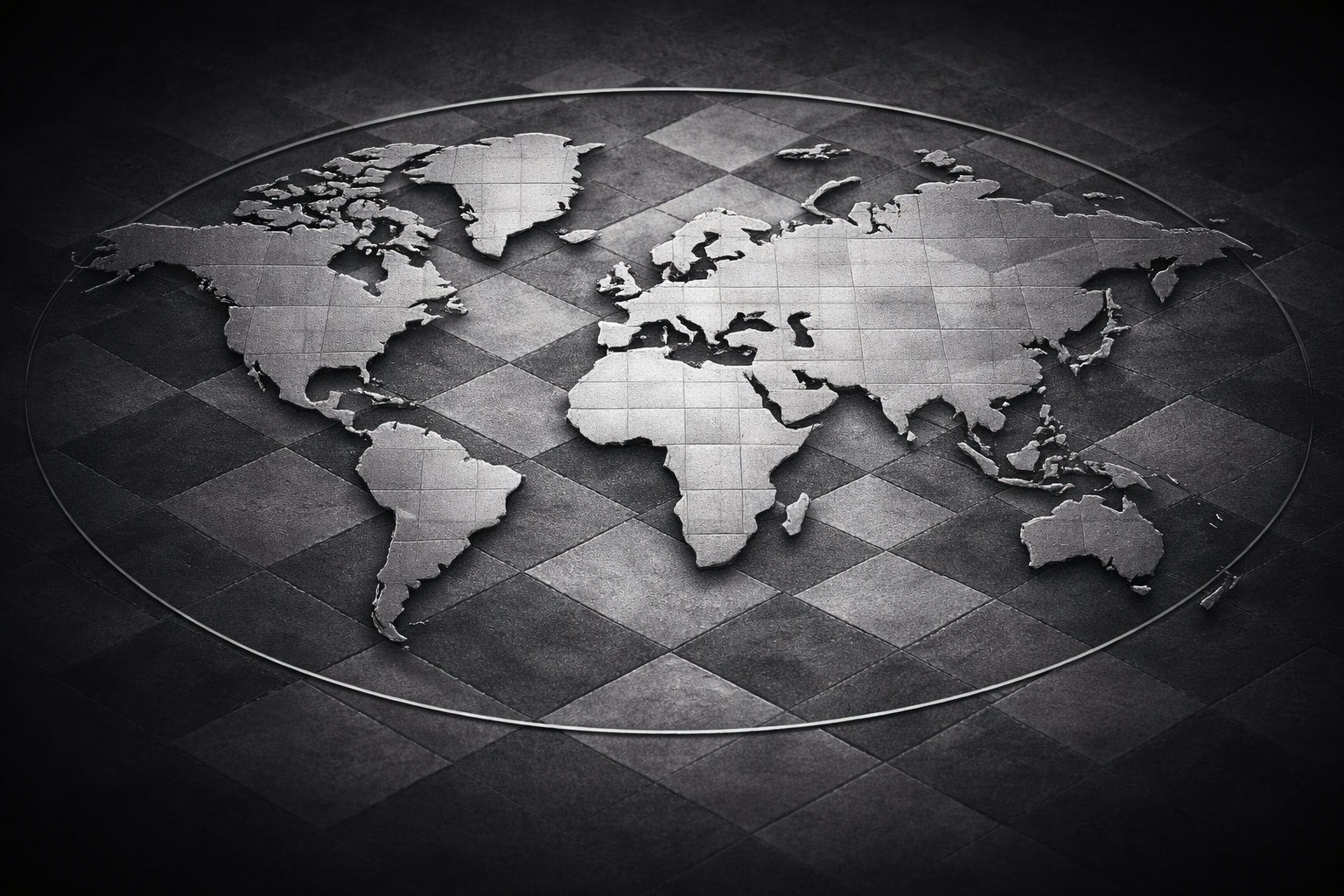 Steel world map relief